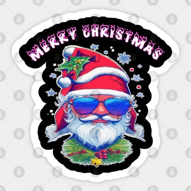 cute Santa Claus in sunglasses Sticker by sukhendu.12